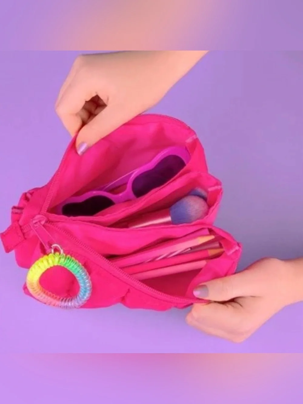 🆕 Style.Lab Pink Puffer Pouch 3 Expandable Pockets NWT
